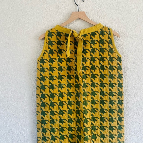Vintage 60s Handmade Yellow & Green Houndstooth Column Dress - Picture 3 of 13